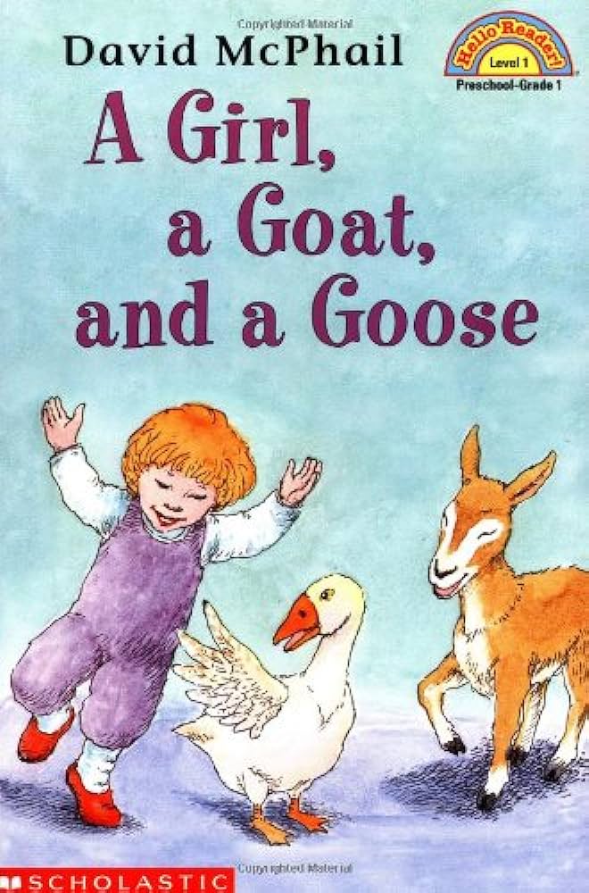 A girl, a goat, and a goose